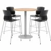 KFI Seating KFI 42" Round Bistro Table & 4 Barstool Set, Maple Table With Black Stools