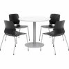 KFI Seating KFI 36" Round Table & Chair Set, Designer White Table With Black Chairs
