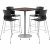 KFI Seating KFI 36" Square Bistro Table & 4 Barstool Set, Espresso Table With Black Stools