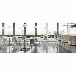 KFI Seating KFI 42" Round Dining Table & Chair Set, Designer White Table With Black Chairs -Tables Shop KFI Swey Set 01 14