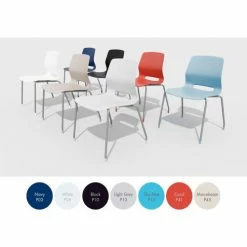 KFI Seating KFI 42" Round Bistro Table & 4 Barstool Set, White Table With Navy Stools -Tables Shop KFI Swey Set 03 5