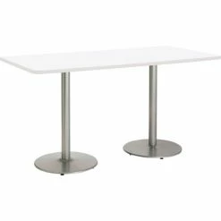 KFI Seating KFI Counter Height Restaurant Table, 72"Lx30"W, White Table/Silver Base