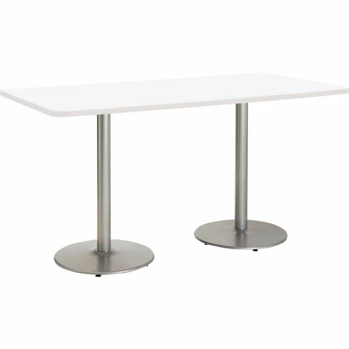 KFI Seating KFI Counter Height Restaurant Table, 72"Lx30"W, White Table/Silver Base 1 KFI Seating KFI Counter Height Restaurant Table, 72"Lx30"W, White Table/Silver Base