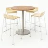 KFI Seating KFI 36" Round Dining Table & 4 Barstool Set, River Cherry Table With Natural Stools