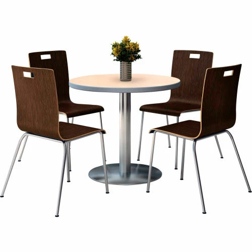 KFI Seating KFI 36" Round Dining Table & 4 Chair Set, Natural Table Table With Espresso Chairs 3 KFI Seating KFI 36" Round Dining Table & 4 Chair Set, Natural Table Table With Espresso Chairs - Image 3
