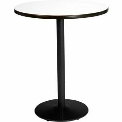 KFI Seating KFI 42" Round Bar Height Bistro Restaurant Table, White Table/Black Base