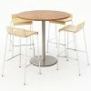 KFI Seating KFI 42" Round Dining Table & 4 Barstool Set, River Cerry Table With Natural Stools
