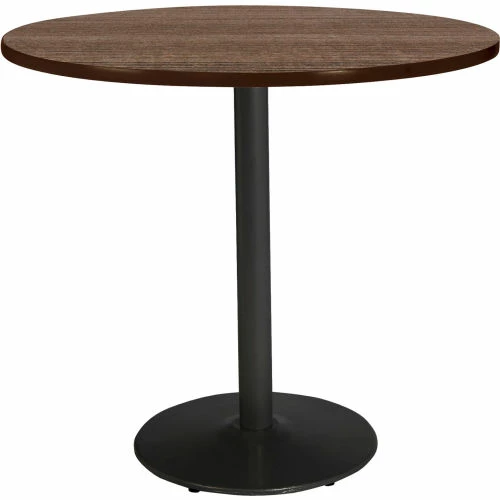 KFI Seating KFI 48" Round Counter Height Restaurant Table, Teak Table/Black Base 1 KFI Seating KFI 48" Round Counter Height Restaurant Table, Teak Table/Black Base