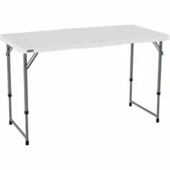 Lifetime® Adjustable Height Plastic Fold-In-Half Table, 24" x 48", White -Tables Shop LII 4428