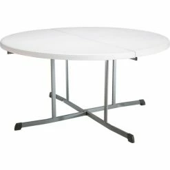 Lifetime® 60" Round Portable Fold-In-Half Plastic Table, White 19 Lifetime® 60" Round Portable Fold-In-Half Plastic Table, White -Tables Shop LII LT25402