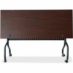 Lorell Mobile 60" Flip Top Training Table - Mahogany/Black -Tables Shop LLR59513 04