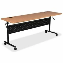 Lorell® Mobile Flipper Training Table - 60" x 24" - Teak