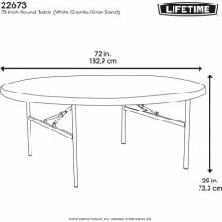 Lifetime® 72" Round Portable Folding Plastic Table, White 15 Lifetime® 72" Round Portable Folding Plastic Table, White -Tables Shop LT22673 06