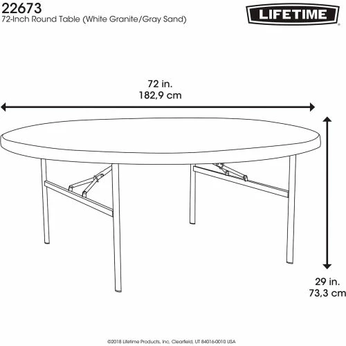 Lifetime® 72" Round Portable Folding Plastic Table, White 6 Lifetime® 72" Round Portable Folding Plastic Table, White - Image 6