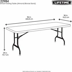 Lifetime® Portable Plastic Folding Table, 30" x 96", Almond 22 Lifetime® Portable Plastic Folding Table, 30" x 96", Almond -Tables Shop LT22984 09