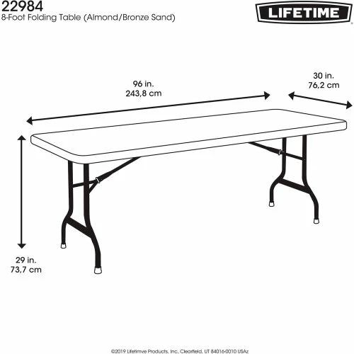 Lifetime® Portable Plastic Folding Table, 30" x 96", Almond 9 Lifetime® Portable Plastic Folding Table, 30" x 96", Almond - Image 9