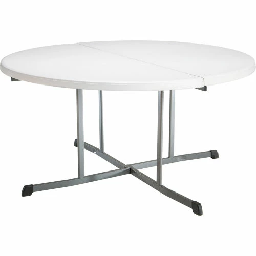 Lifetime® 60" Round Portable Fold-In-Half Plastic Table, White 1 Lifetime® 60" Round Portable Fold-In-Half Plastic Table, White