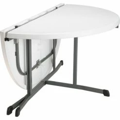 Lifetime® 60" Round Portable Fold-In-Half Plastic Table, White 12 Lifetime® 60" Round Portable Fold-In-Half Plastic Table, White -Tables Shop LT25402 03