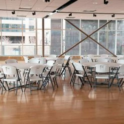 Lifetime® 60" Round Portable Fold-In-Half Plastic Table, White 13 Lifetime® 60" Round Portable Fold-In-Half Plastic Table, White -Tables Shop LT25402 04