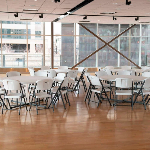 Lifetime® 60" Round Portable Fold-In-Half Plastic Table, White 4 Lifetime® 60" Round Portable Fold-In-Half Plastic Table, White - Image 4