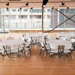 Lifetime® 60" Round Portable Fold-In-Half Plastic Table, White 15 Lifetime® 60" Round Portable Fold-In-Half Plastic Table, White -Tables Shop LT25402 06