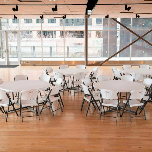 Lifetime® 60" Round Portable Fold-In-Half Plastic Table, White 6 Lifetime® 60" Round Portable Fold-In-Half Plastic Table, White - Image 6