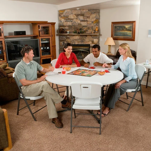 Lifetime® 60" Round Portable Fold-In-Half Plastic Table, White 7 Lifetime® 60" Round Portable Fold-In-Half Plastic Table, White - Image 7