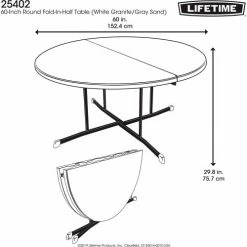 Lifetime® 60" Round Portable Fold-In-Half Plastic Table, White 18 Lifetime® 60" Round Portable Fold-In-Half Plastic Table, White -Tables Shop LT25402 09