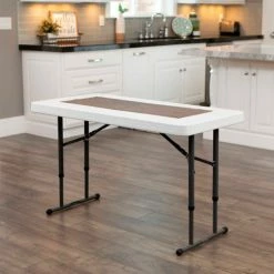 Lifetime® Adjustable Height Plastic Folding Table, 24" x 48", White 41 Lifetime® Adjustable Height Plastic Folding Table, 24" x 48", White -Tables Shop LT80160 15
