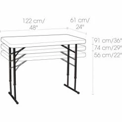 Lifetime® Adjustable Height Plastic Folding Table, 24" x 48", White 47 Lifetime® Adjustable Height Plastic Folding Table, 24" x 48", White -Tables Shop LT80160 22