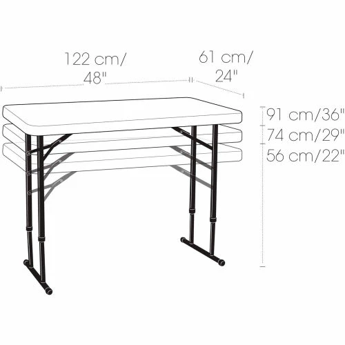 Lifetime® Adjustable Height Plastic Folding Table, 24" x 48", White 21 Lifetime® Adjustable Height Plastic Folding Table, 24" x 48", White - Image 21