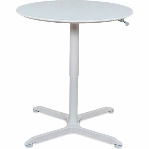 Luxor 32" Round Adjustable Height Restaurant Table, White 2 Luxor 32" Round Adjustable Height Restaurant Table, White - Image 2