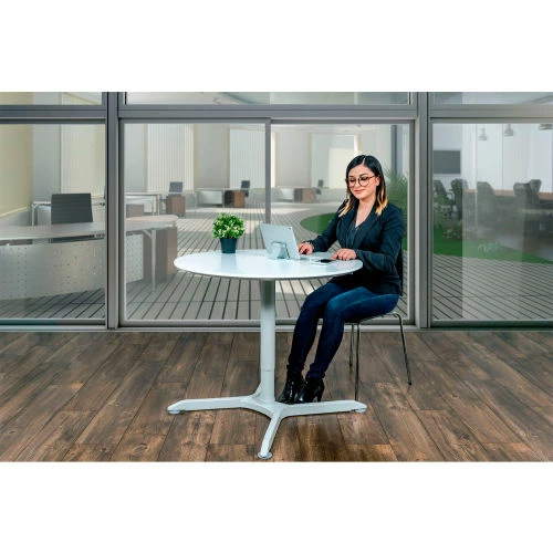 Luxor 32" Round Adjustable Height Restaurant Table, White 6 Luxor 32" Round Adjustable Height Restaurant Table, White - Image 6