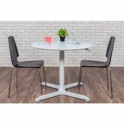 Luxor 32" Round Adjustable Height Restaurant Table, White 20 Luxor 32" Round Adjustable Height Restaurant Table, White -Tables Shop LX PNADJ 32RD 008