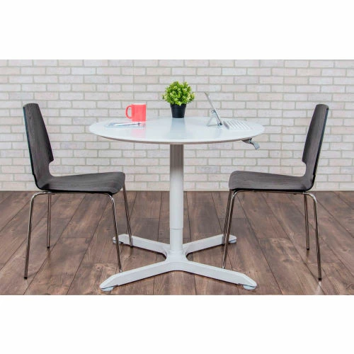 Luxor 32" Round Adjustable Height Restaurant Table, White 8 Luxor 32" Round Adjustable Height Restaurant Table, White - Image 8