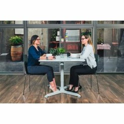 Luxor 32" Square Adjustable Height Restaurant Table, White -Tables Shop LX PNADJ 32SQ 006