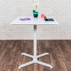 Luxor 32" Square Adjustable Height Restaurant Table, White -Tables Shop LX PNADJ 32SQ 008