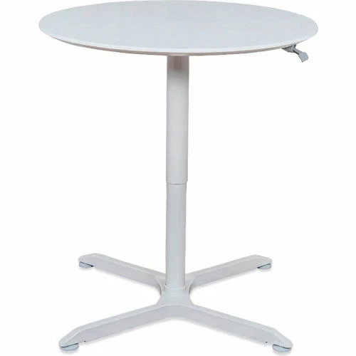 Luxor 36" Round Adjustable Height Restaurant Table, White 2 Luxor 36" Round Adjustable Height Restaurant Table, White - Image 2