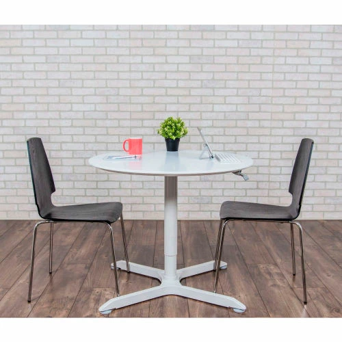 Luxor 36" Round Adjustable Height Restaurant Table, White 8 Luxor 36" Round Adjustable Height Restaurant Table, White - Image 8