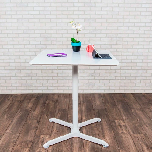 Luxor 36" Square Adjustable Height Restaurant Table, White 8 Luxor 36" Square Adjustable Height Restaurant Table, White - Image 8