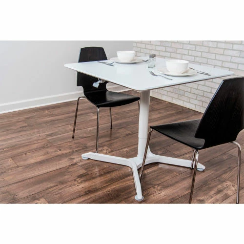 Luxor 36" Square Adjustable Height Restaurant Table, White 9 Luxor 36" Square Adjustable Height Restaurant Table, White - Image 9