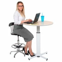 Luxor Height Adjustable Round Pedestal Table - 31-1/2" - Pneumatic -Tables Shop LX PNADJ ROUND 005