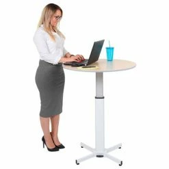 Luxor Height Adjustable Round Pedestal Table - 31-1/2" - Pneumatic -Tables Shop LX PNADJ ROUND 006
