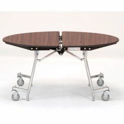 National Public Seating NPS® 60" Round Mobile Cafeteria Table, Walnut Top/Chrome Frame
