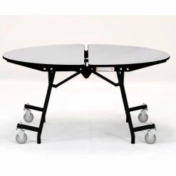 National Public Seating NPS® 60" Round Mobile Cafeteria Table, Gray Top/Black Frame