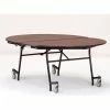 National Public Seating NPS® Oval Mobile Cafeteria Table, 72"Lx60"W, Walnut Top/Chrome Frame