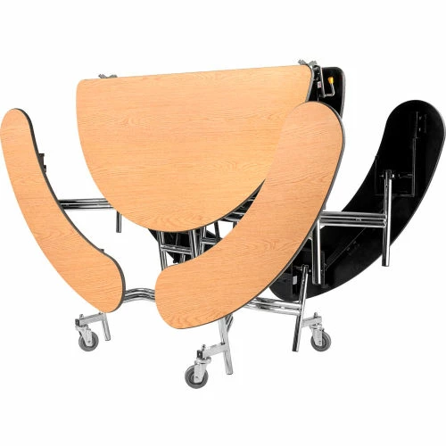 National Public Seating NPS® 60" Round Foldable Cafeteria Table With Benches, Oak Top/Chrome Frame 2 National Public Seating NPS® 60" Round Foldable Cafeteria Table With Benches, Oak Top/Chrome Frame - Image 2