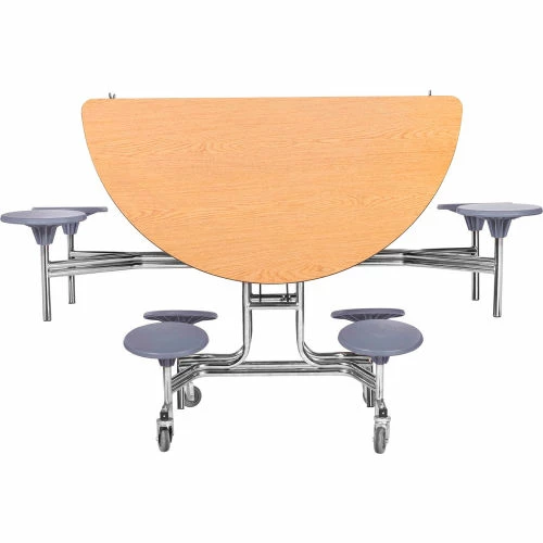 National Public Seating NPS® 60" Round Mobile Cafeteria Table With Stools, Oak Top/Gray Stools/Chrome Frame 4 National Public Seating NPS® 60" Round Mobile Cafeteria Table With Stools, Oak Top/Gray Stools/Chrome Frame - Image 4