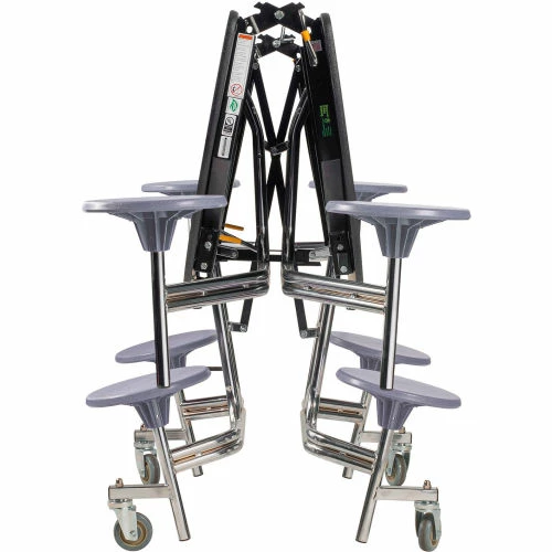 National Public Seating NPS® 60" Round Mobile Cafeteria Table With Stools, Oak Top/Gray Stools/Chrome Frame 5 National Public Seating NPS® 60" Round Mobile Cafeteria Table With Stools, Oak Top/Gray Stools/Chrome Frame - Image 5