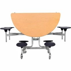 National Public Seating NPS® 60" Mobile Cafeteria Table With Stools, Oak Top/Black Stools/Chrome Frame -Tables Shop MTR60S CROK10 04